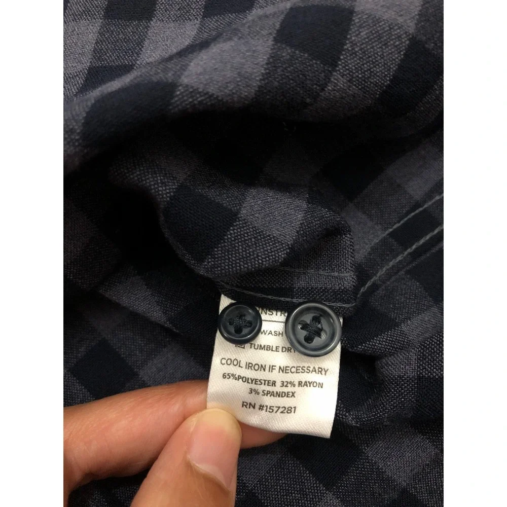MIZZEN+MAIN  Men's City Flannel‎ Shirt Gingham Check Blue Button Down Classic